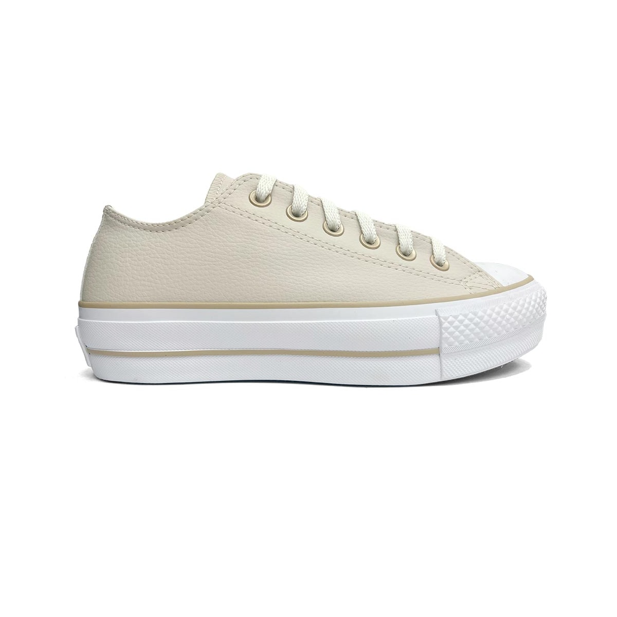 Tênis All Star Plataforma Chuck Taylor Ct0983 Nude Bege Claro Tênis All Star Plataforma Chuck Taylor Ct0983 Nude Bege Claro