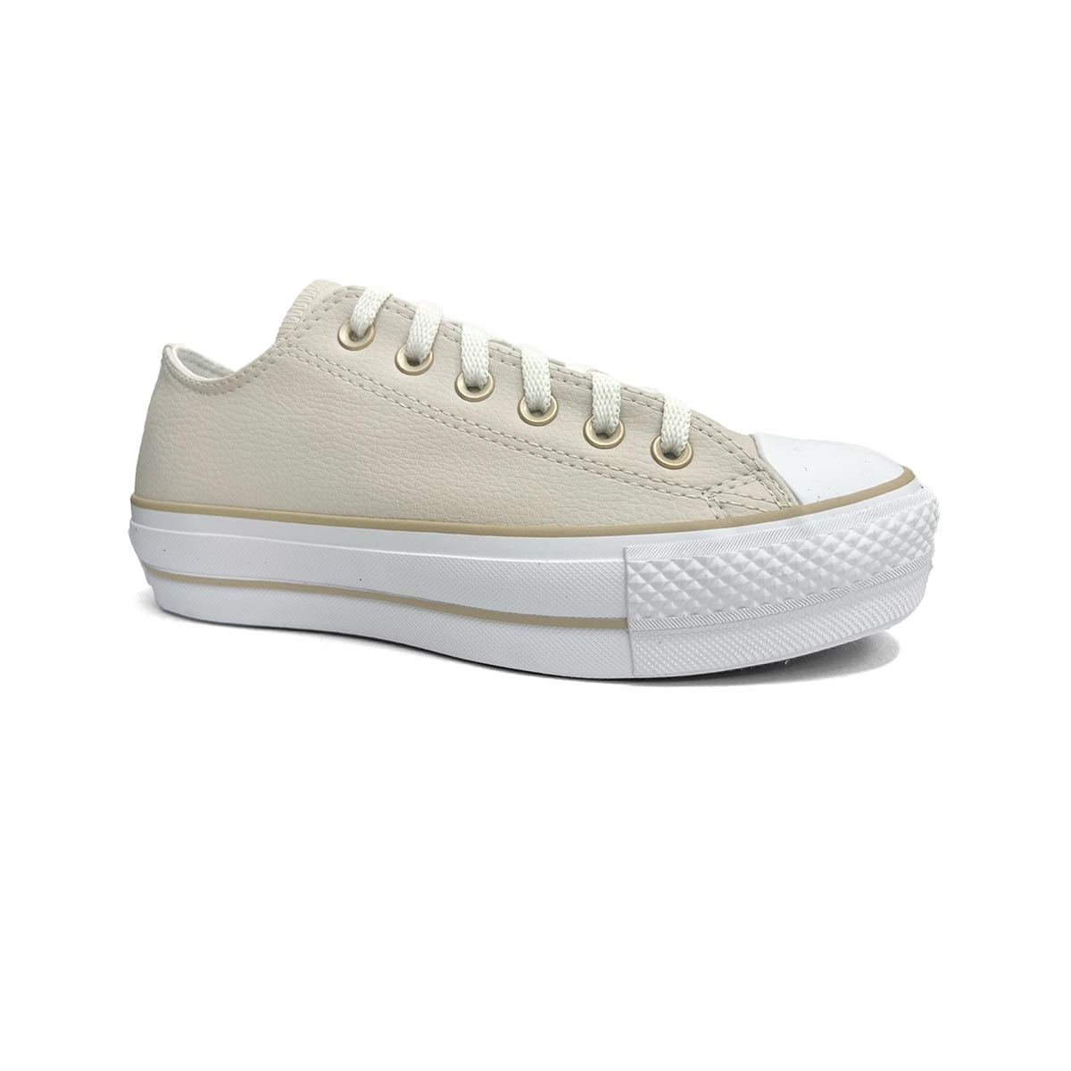 Tênis All Star Plataforma Chuck Taylor Ct0983 Nude Bege Claro Tênis All Star Plataforma Chuck Taylor Ct0983 Nude Bege Claro