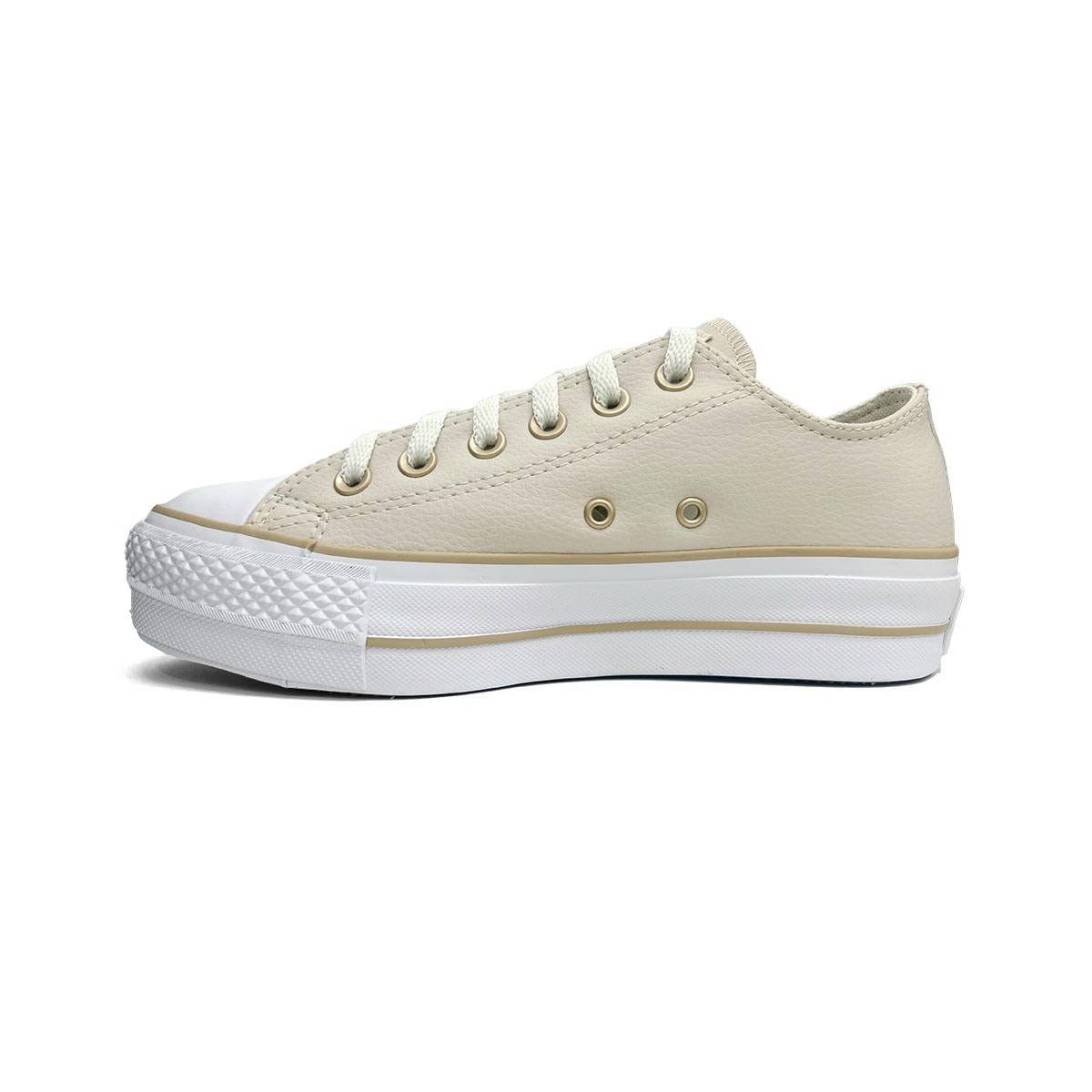 Tênis All Star Plataforma Chuck Taylor Ct0983 Nude Bege Claro Tênis All Star Plataforma Chuck Taylor Ct0983 Nude Bege Claro