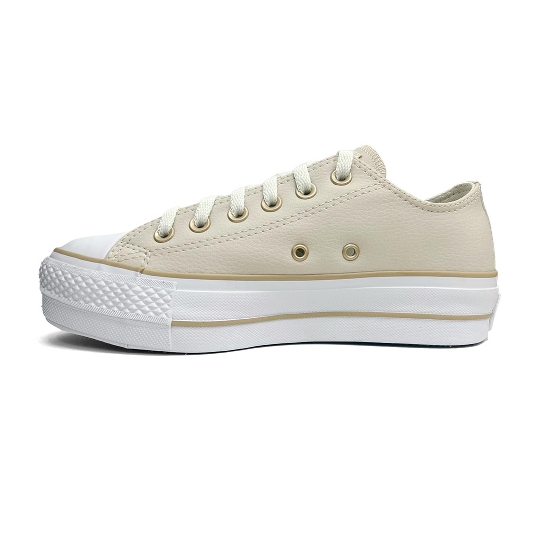 Tênis All Star Plataforma Chuck Taylor Ct0983 Nude Bege Claro Tênis All Star Plataforma Chuck Taylor Ct0983 Nude Bege Claro