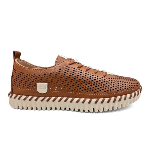 Detalhe - Tênis Bottero Casual Couro 382703 Caramelo