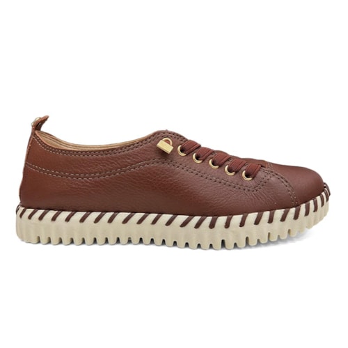 Detalhe - Tênis Bottero Casual De Couro 374102 Conhaque