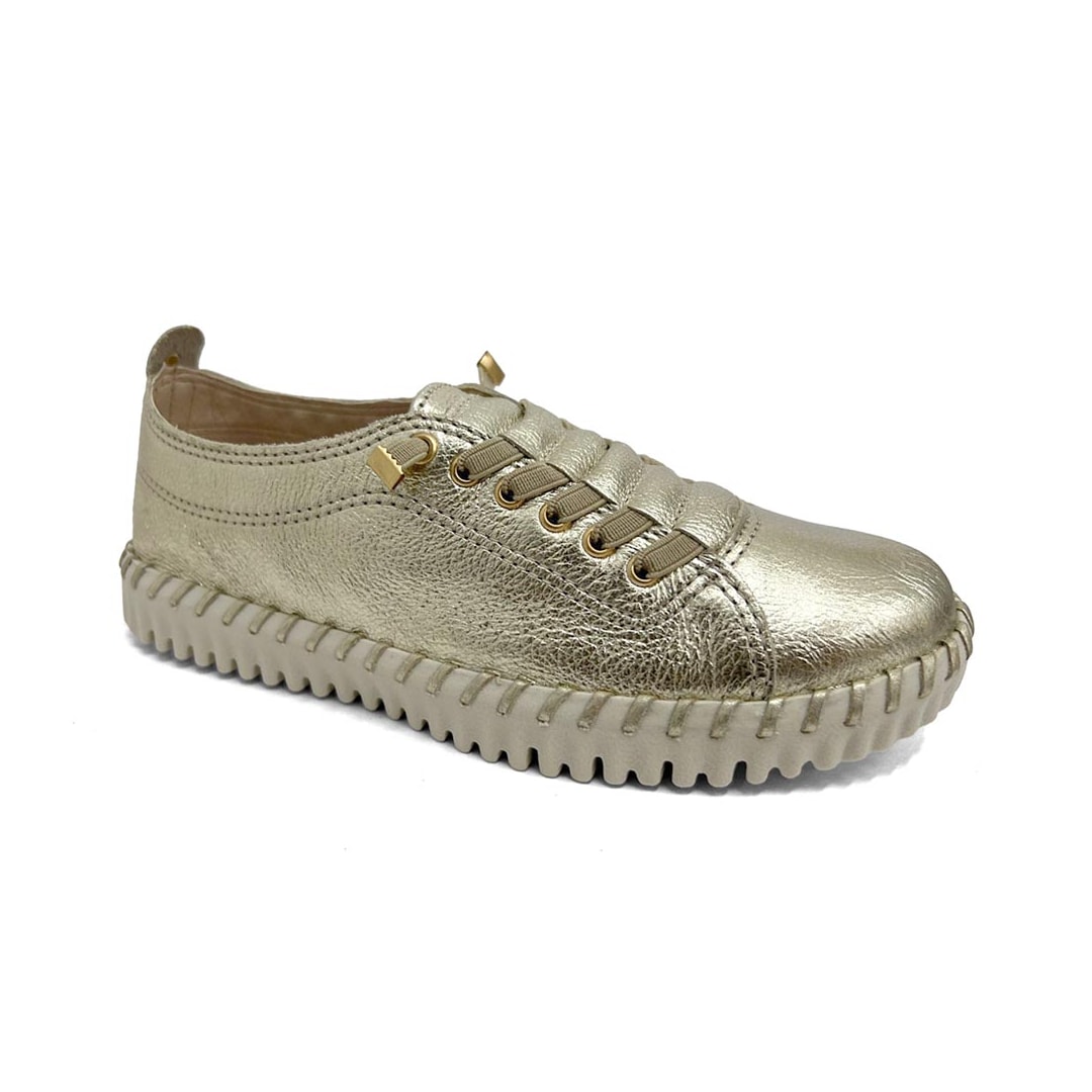 Tênis Bottero Casual De Couro 374102 Dourado