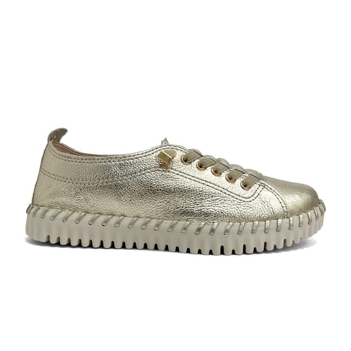 Detalhe - Tênis Bottero Casual De Couro 374102 Dourado