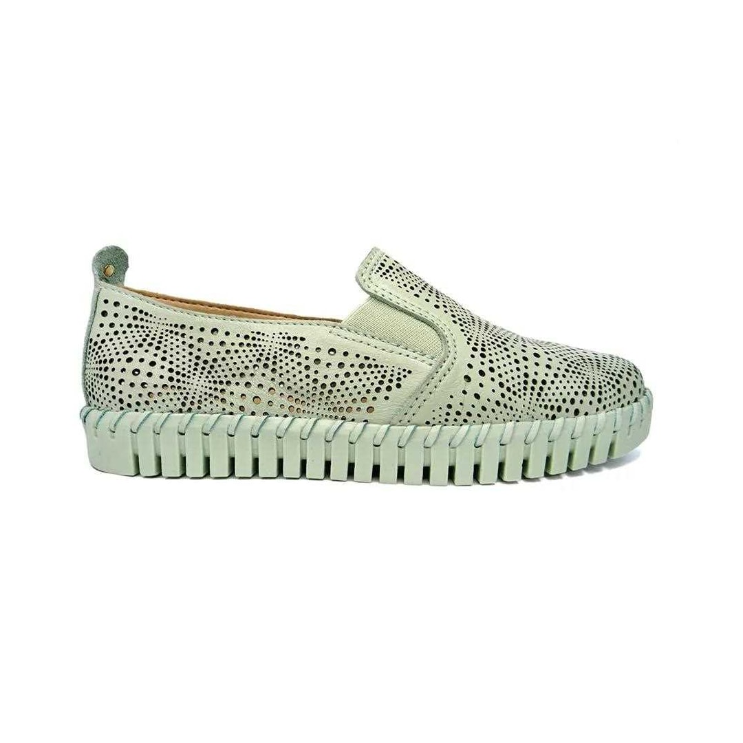 Tênis Bottero Casual Slip Couro 354301 Verde Pastel