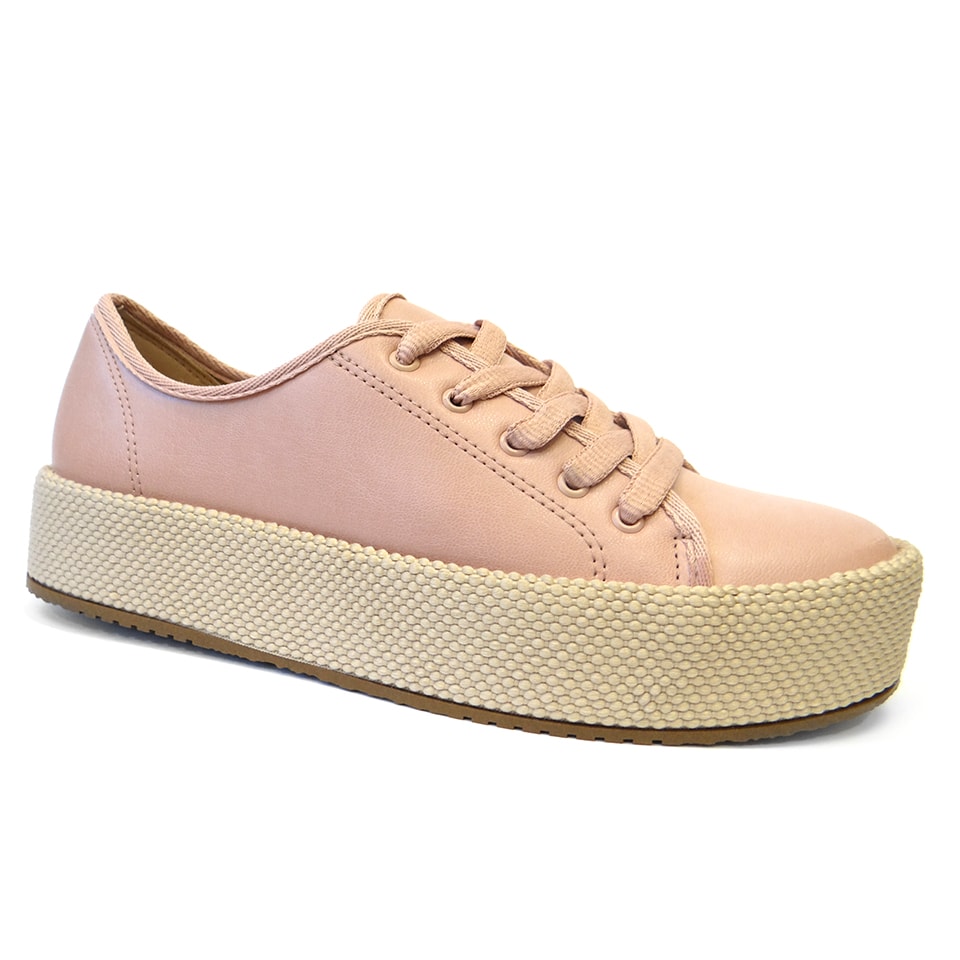 tênis flatform beira rio liso rosa