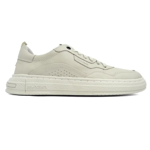 Detalhe - Tênis Democrata Casual Couro 240201 Creme