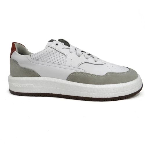 Tenis Democrata Casual Couro 600101 Off White/Branco