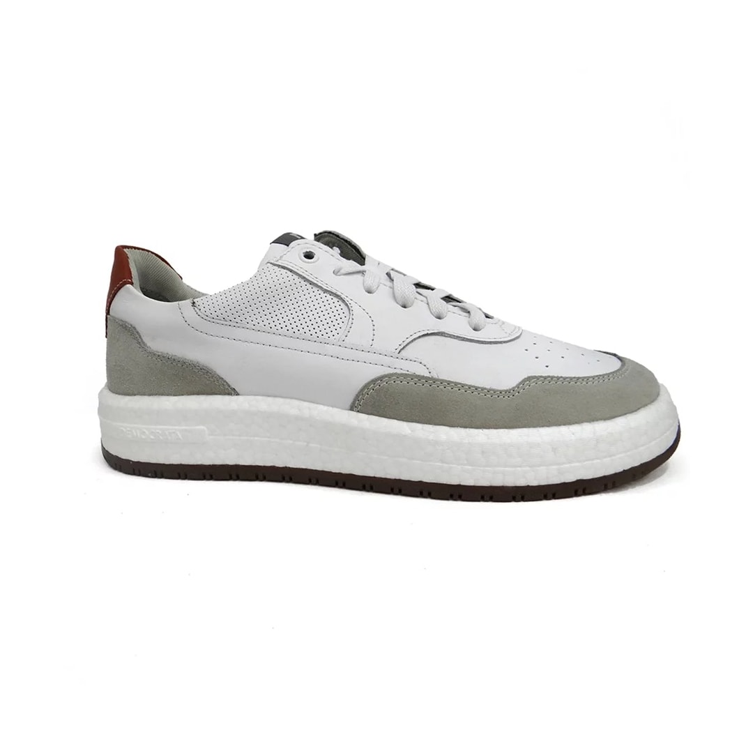 Tênis Democrata Casual Couro 600101 Off White/Branco