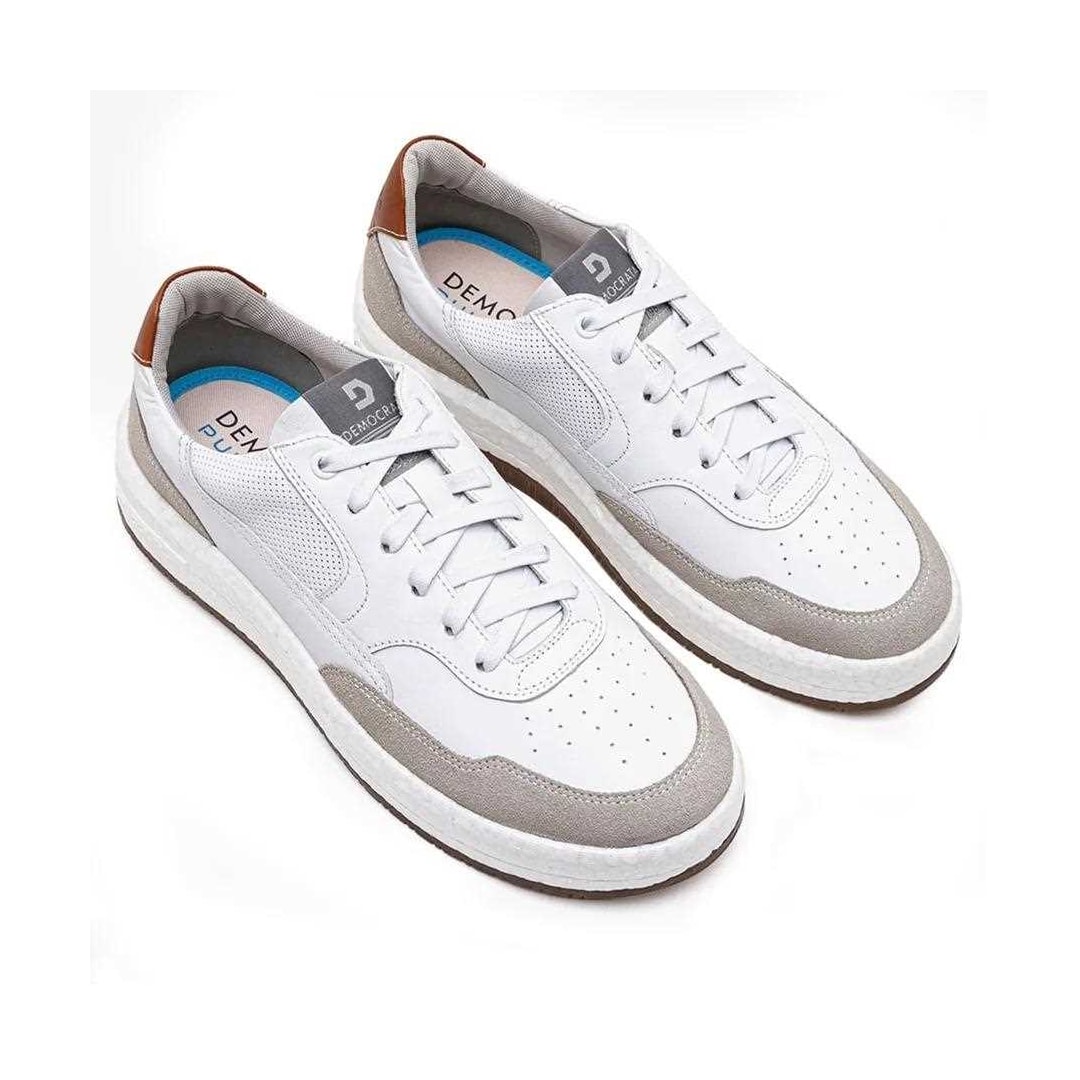 Tênis Democrata Casual Couro 600101 Off White/Branco