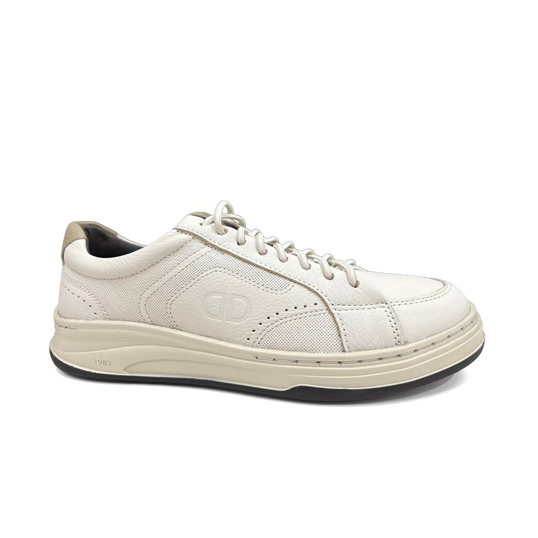 Tênis Democrata Casual Couro Denim Step 640301 Off White