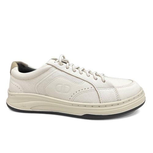 Tênis Democrata Casual Couro Denim Step 640301 Off White