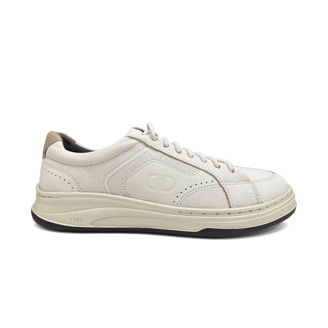 Tênis Democrata Casual Couro Denim Step 640301 Off White Tênis Democrata Casual Couro Denim Step 640301 Off White