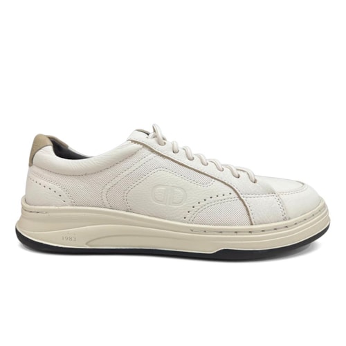 Detalhe - Tênis Democrata Casual Couro Denim Step 640301 Off White