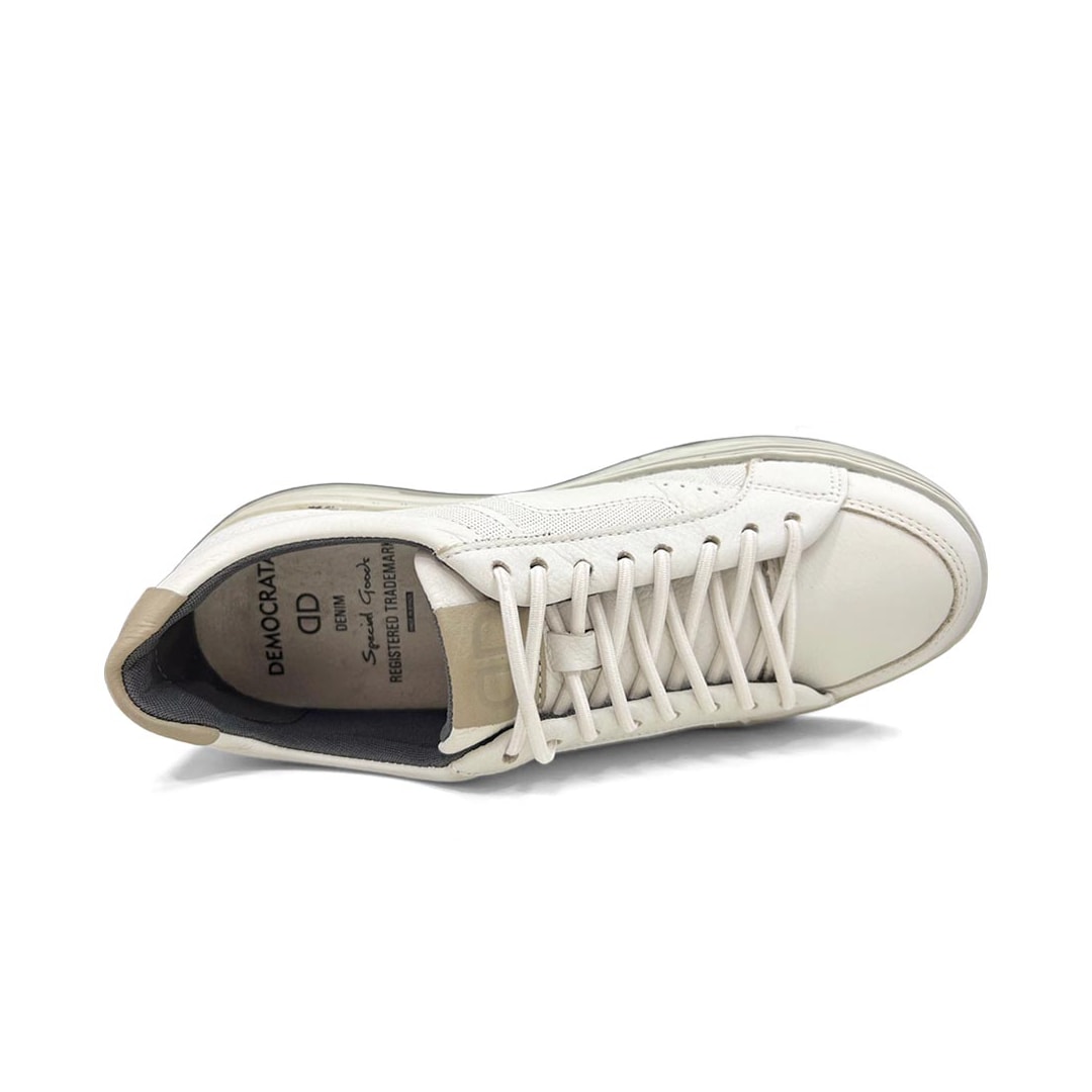 Tênis Democrata Casual Couro Denim Step 640301 Off White