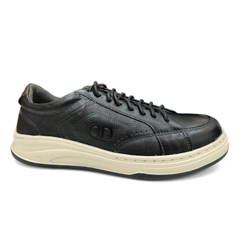 Tênis Democrata Casual Couro Denim Step 640301 Preto
