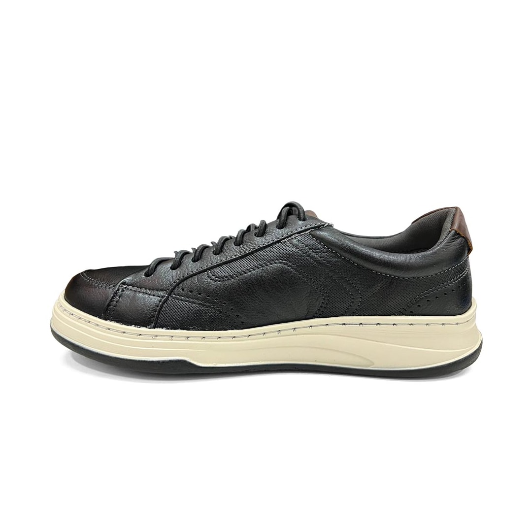 Tênis Democrata Casual Couro Denim Step 640301 Preto