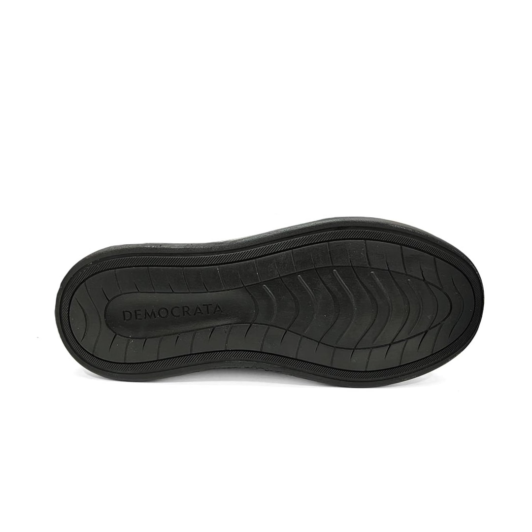 Tênis Democrata Casual Couro Denim Step 640301 Preto