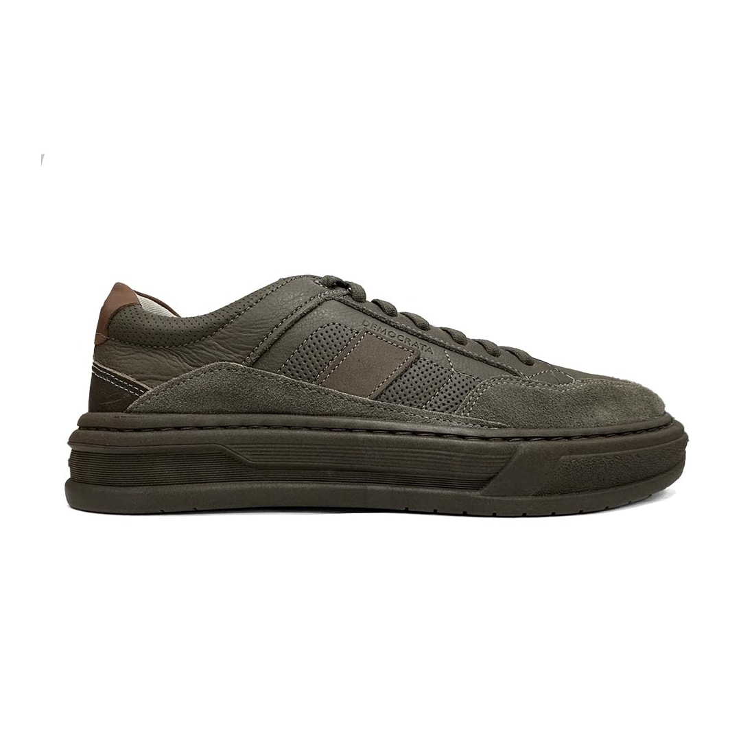 Tenis Democrata Casual Em Couro 240801 Smoke