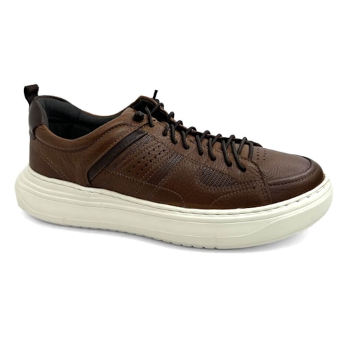 Tenis Democrata Casual Em Couro 526101 Conhaque