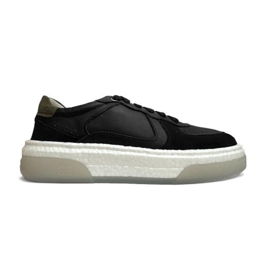 Detalhe - Tênis Democrata Casual Em Couro 623101 Preto