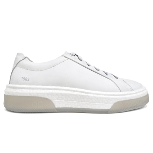 Detalhe - Tênis Democrata Casual Em Couro 623103 Branco