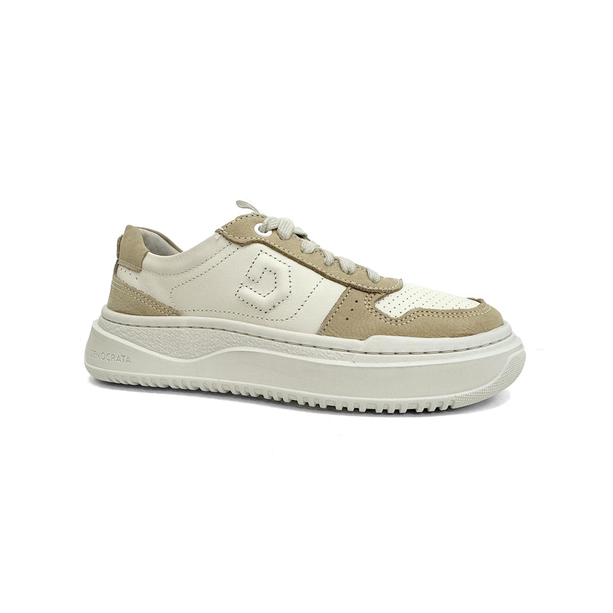Tênis Democrata Feminino Casual De Couro 616101 Bege Tênis Democrata Feminino Casual De Couro 616101 Bege