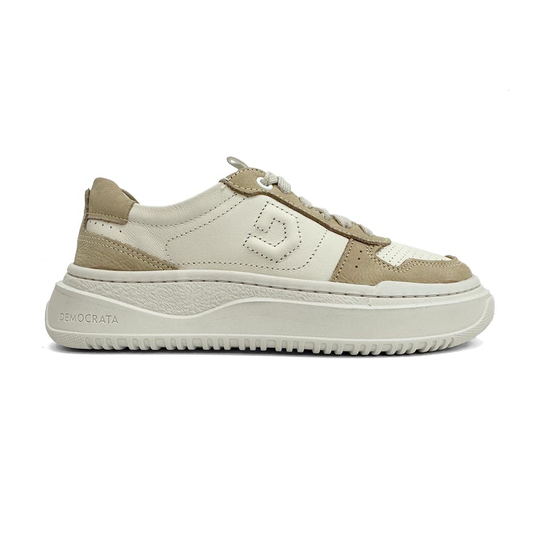 Tênis Democrata Feminino Casual De Couro 616101 Bege Tênis Democrata Feminino Casual De Couro 616101 Bege