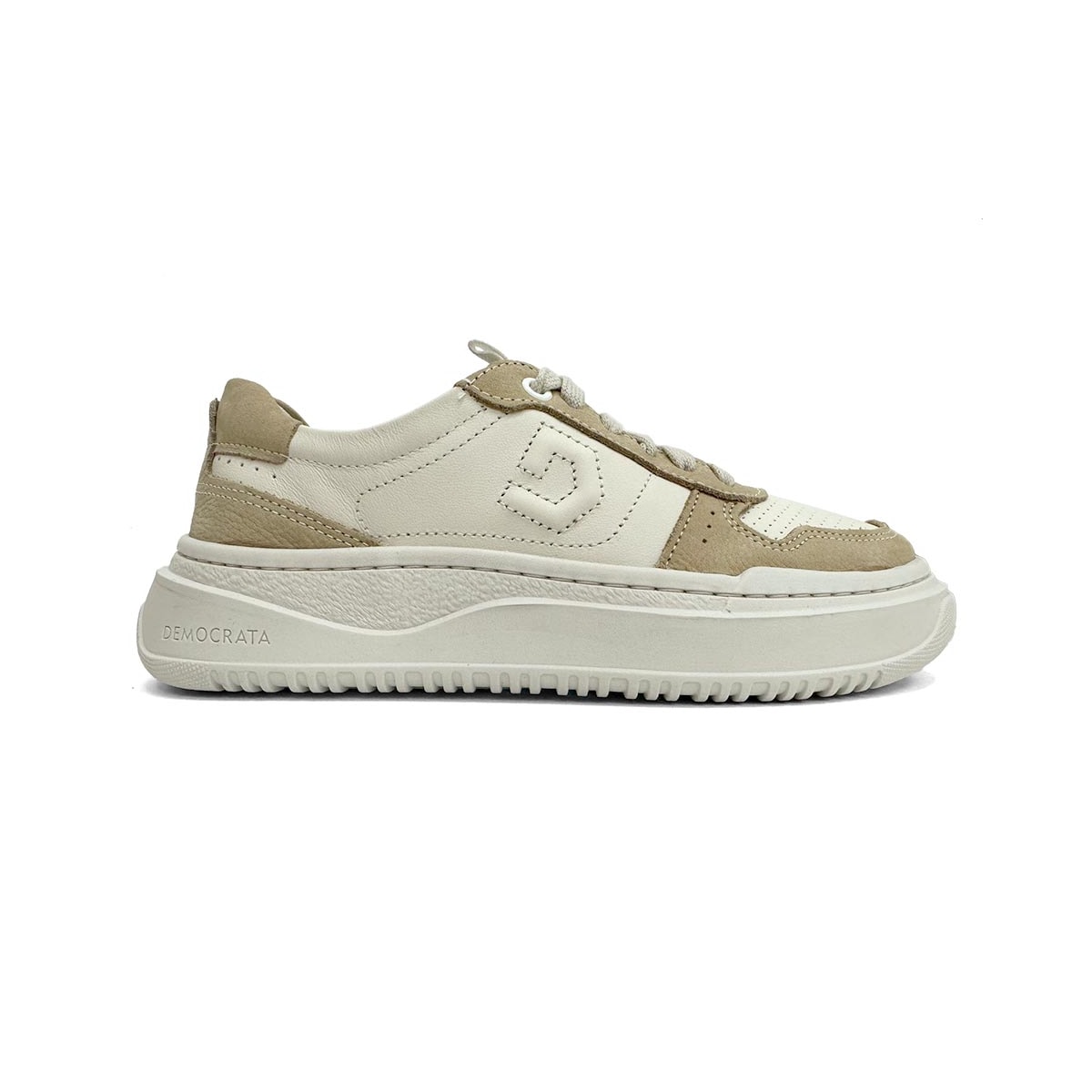 Tênis Democrata Feminino Casual De Couro 616101 Bege Tênis Democrata Feminino Casual De Couro 616101 Bege
