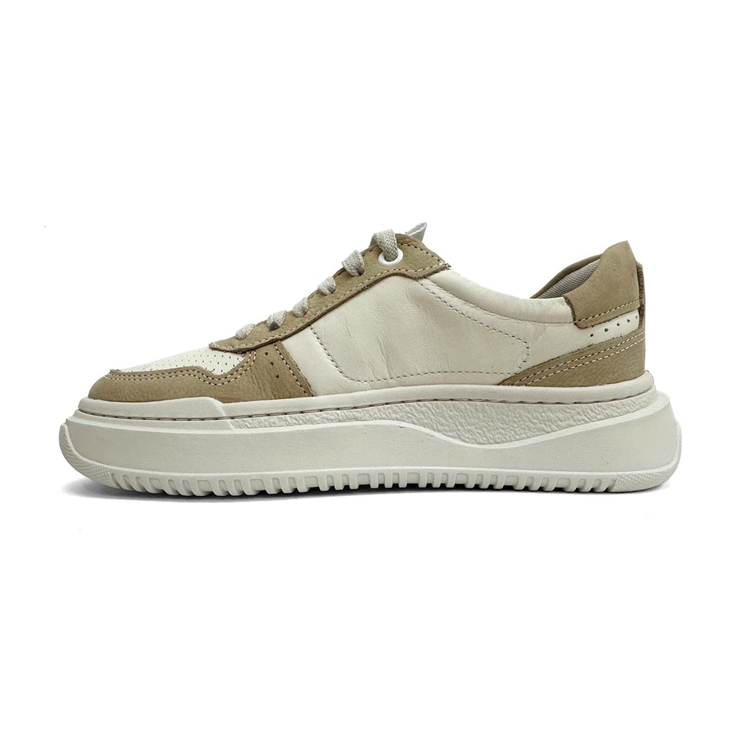 Tênis Democrata Feminino Casual De Couro 616101 Bege