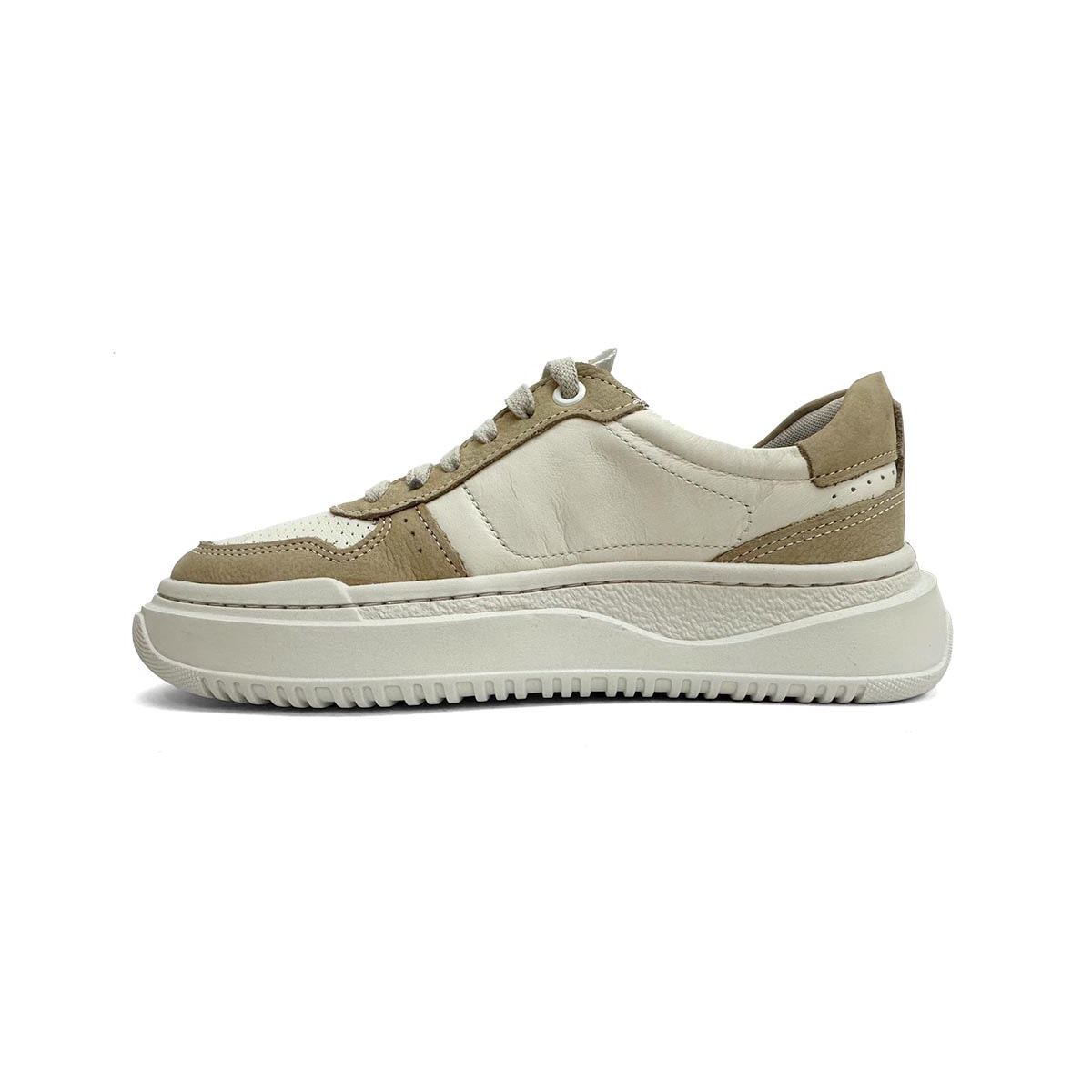 Tênis Democrata Feminino Casual De Couro 616101 Bege Tênis Democrata Feminino Casual De Couro 616101 Bege