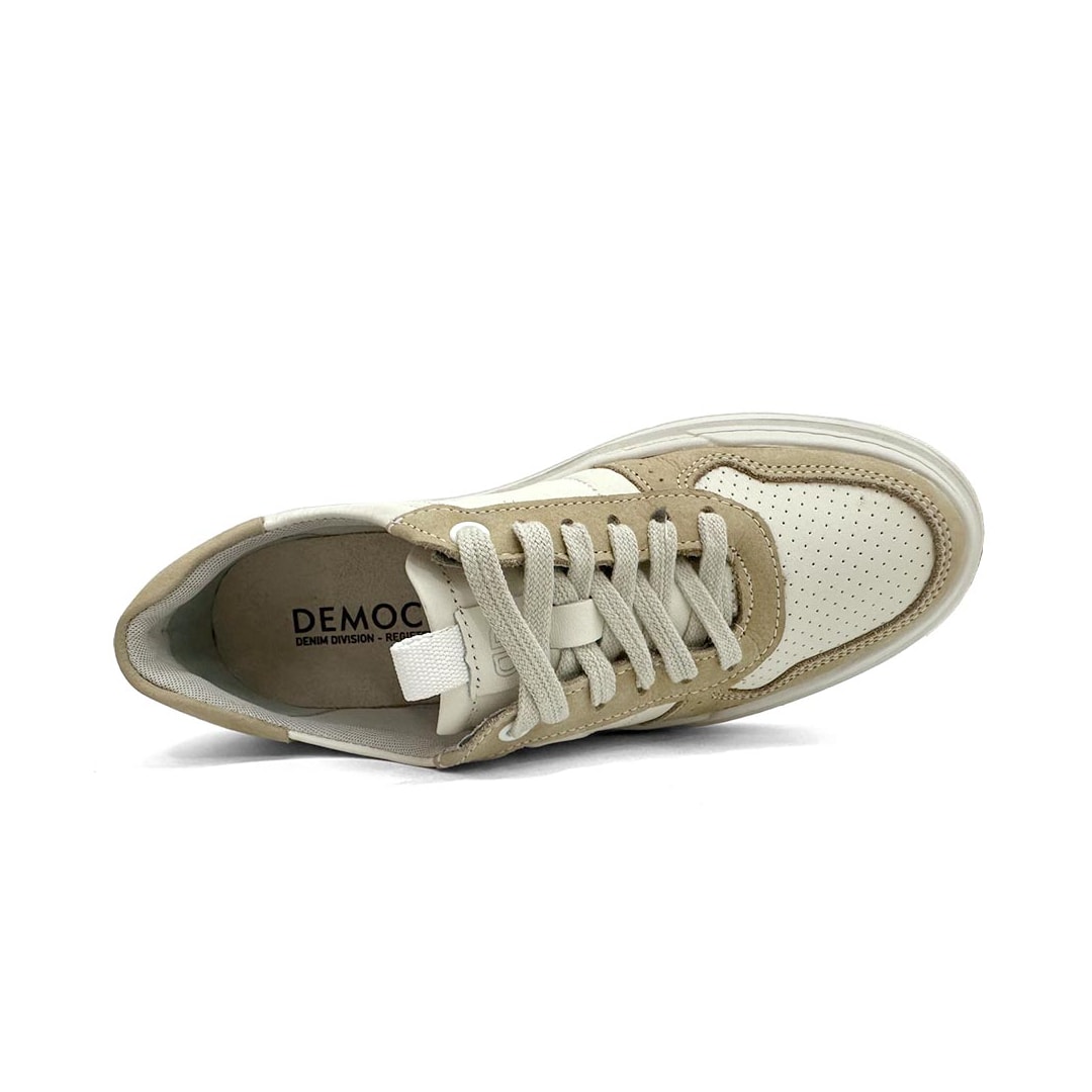 Tênis Democrata Feminino Casual De Couro 616101 Bege