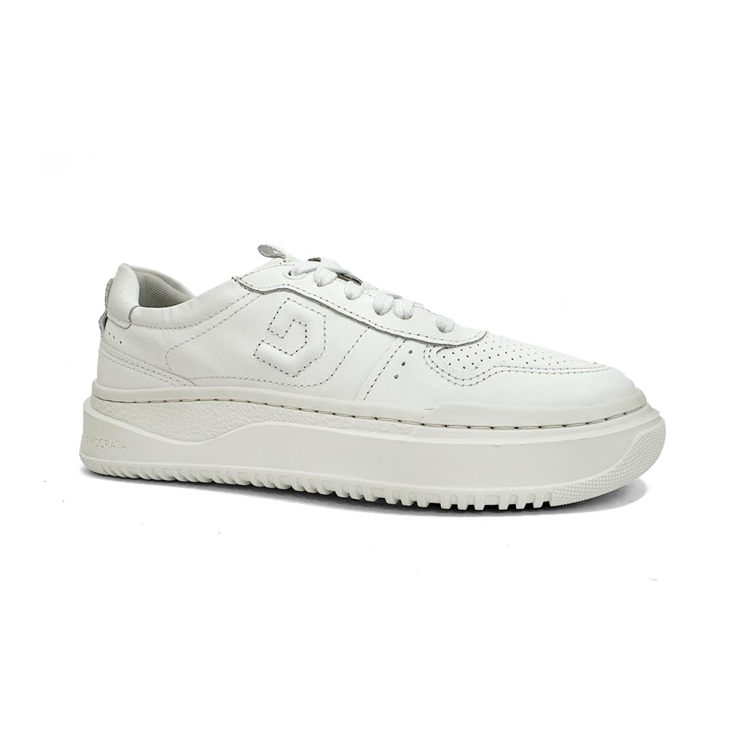 Tênis Democrata Feminino Casual De Couro 616101 Branco