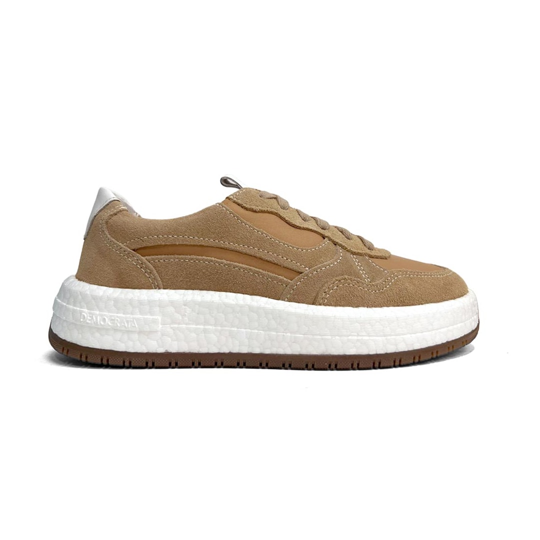 Tênis Democrata Feminino Casual De Couro 618104 Areia