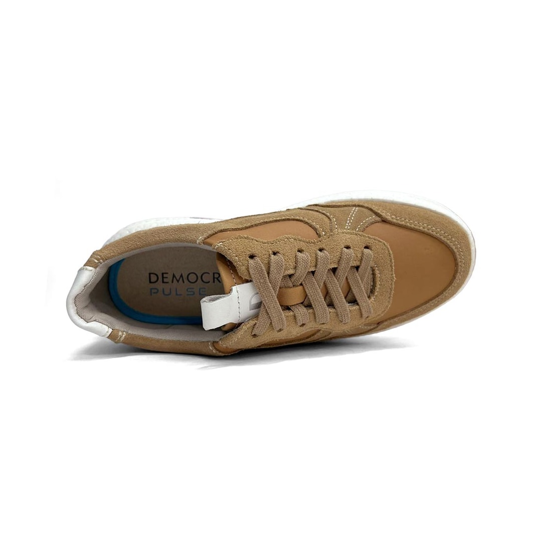 Tênis Democrata Feminino Casual De Couro 618104 Areia