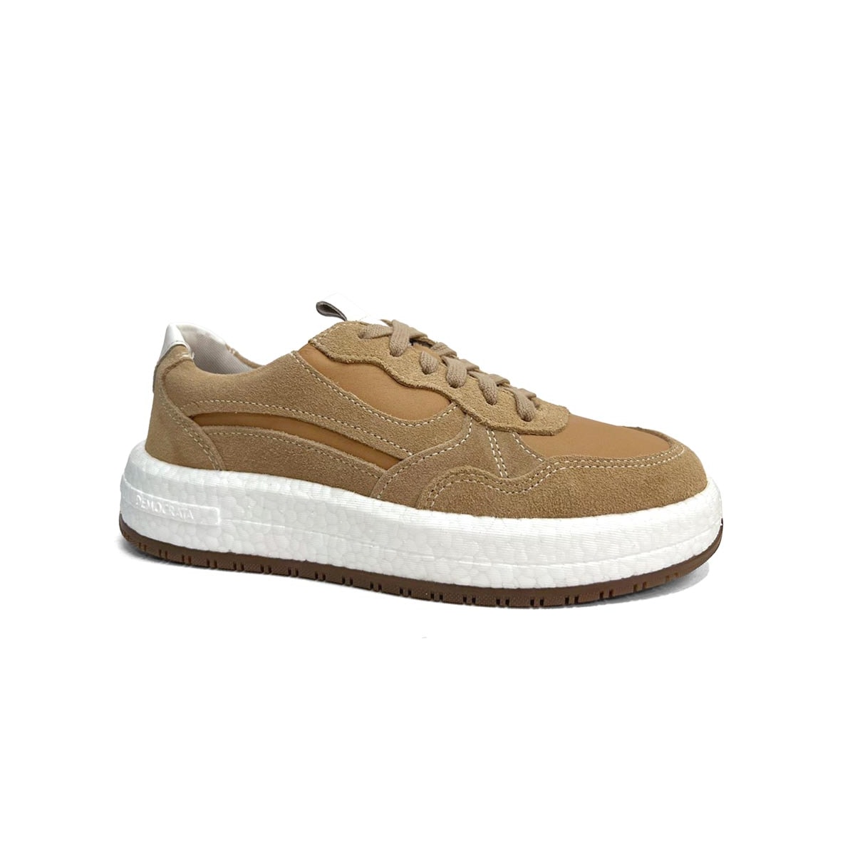 Tênis Democrata Feminino Casual De Couro 618104 Areia Tênis Democrata Feminino Casual De Couro 618104 Areia
