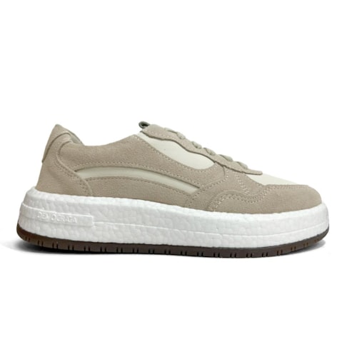 Detalhe - Tênis Democrata Feminino Casual De Couro 618104 Neve
