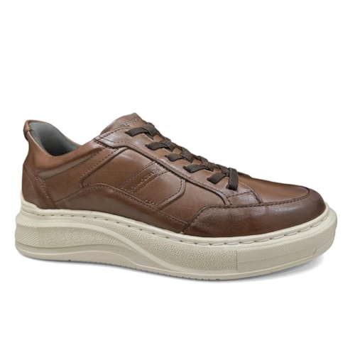 Tênis Democrata Masculino Casual Couro 653101 Conhaque