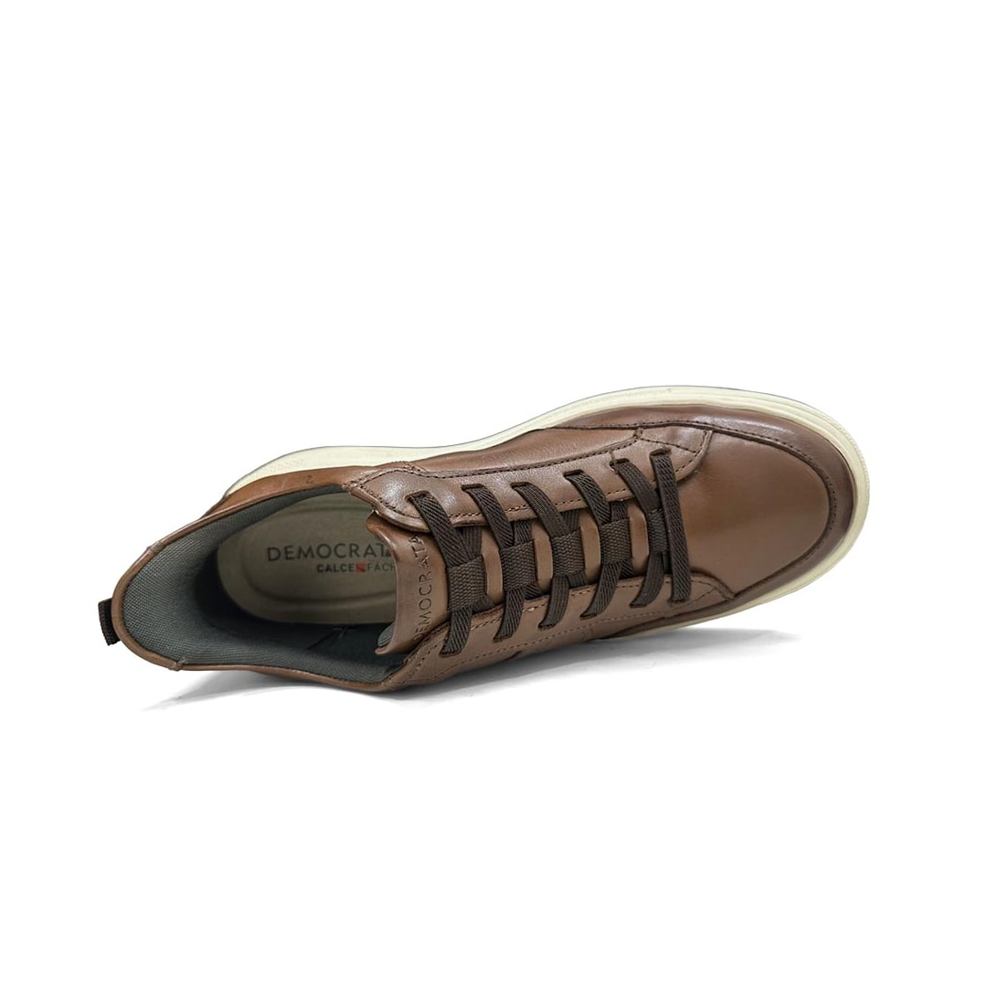 Tênis Democrata Masculino Casual Couro 653101 Conhaque