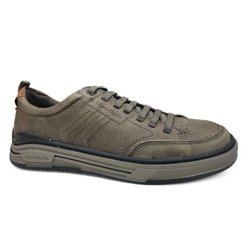 Tênis Democrata Masculino Casual Couro Dylan 640101 Smoke