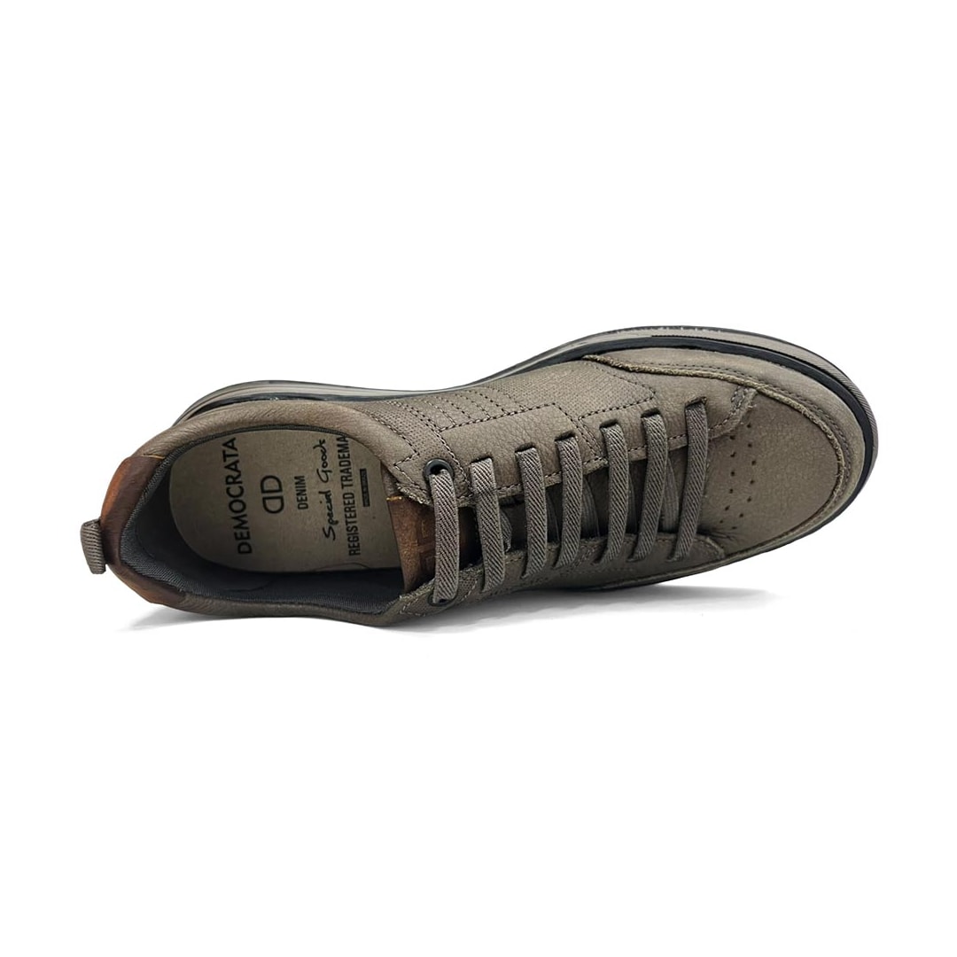 Tênis Democrata Masculino Casual Couro Dylan 640101 Smoke