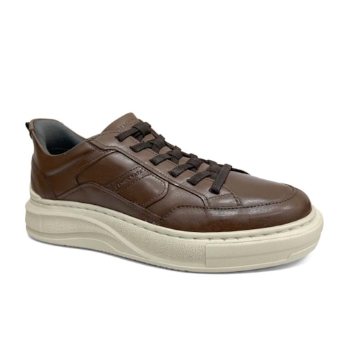 Tênis Democrata Masculino Casual Em Couro 653101 Conhaque