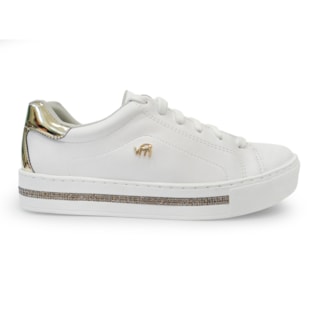 Tenis Feminino 18 9058 Via Marte 67 Branco Dourado Linha