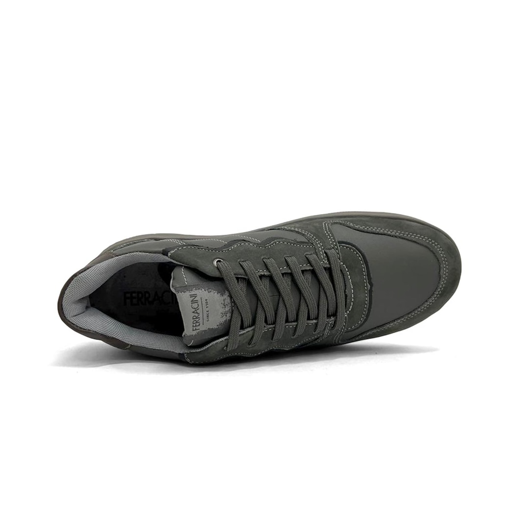 Tênis Ferracini Casual Couro Dream 9061-683B Titanium Chumbo