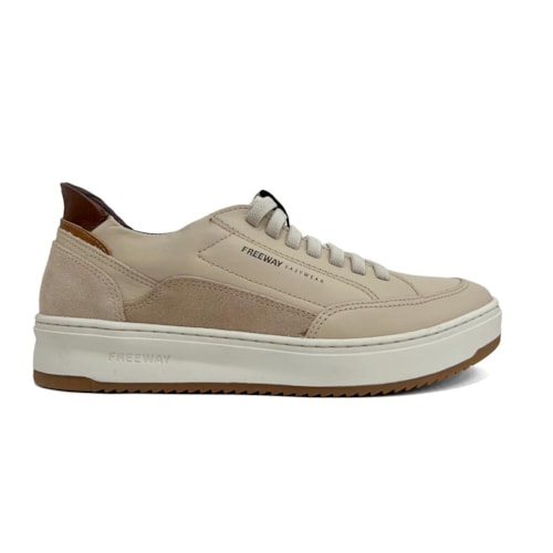Detalhe - Tênis Freeway Masculino Casual Couro Automatic 01 Off White