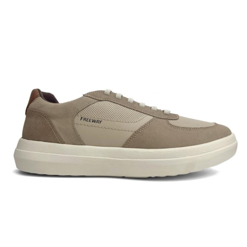Detalhe - Tênis Freeway Masculino Casual Couro E-Move04 Off White