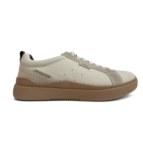 Detalhe - Tênis Freeway Masculino Casual Em Couro Dam 01 Patagonia Off White