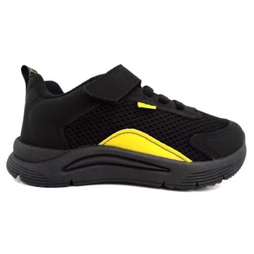 Detalhe - Tênis Klin Infantil New Sport Mini 199098 Preto/Amarelo