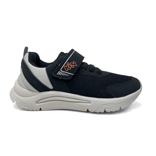 Detalhe - Tênis Klin Menino New Sport Kids 480073 Preto/Gelo/Laranja