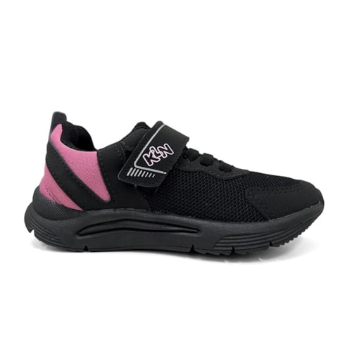 Detalhe - Tênis Klin New Sport Kids Menina 480073-1 Preto/Pink